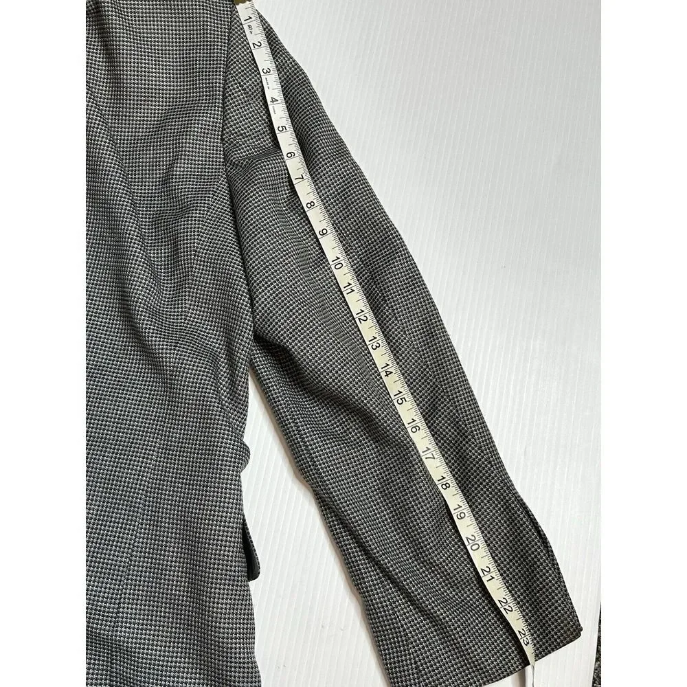 Alan Flusser Mens 42 S Blazer‎ Gray Houndstooth Silk/ Wool Blend Sport Coat